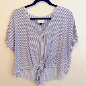 Button down top with tie at the bottom